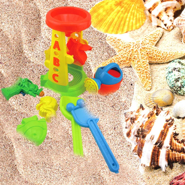 Детская игрушка для пляжа, детский игровой песочный фильтр, шпатель, большой размер, модель, инструмент для игры с водой, 7 штук
