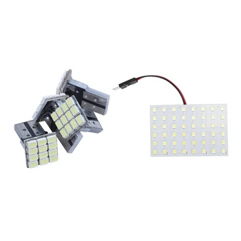 

1set White 1210 SMD 48 LED Car Interior e Light & 4x T10 W5W White Canbus 1206 12-SMD LED 12V Bulb Lamp