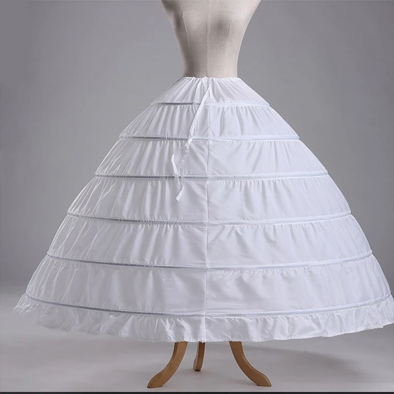 Beste Lange Witte Plus Size Vrouwen Crinoline 6 Hoops Organza Rockabilly Petticoat Onderrok Pluizige