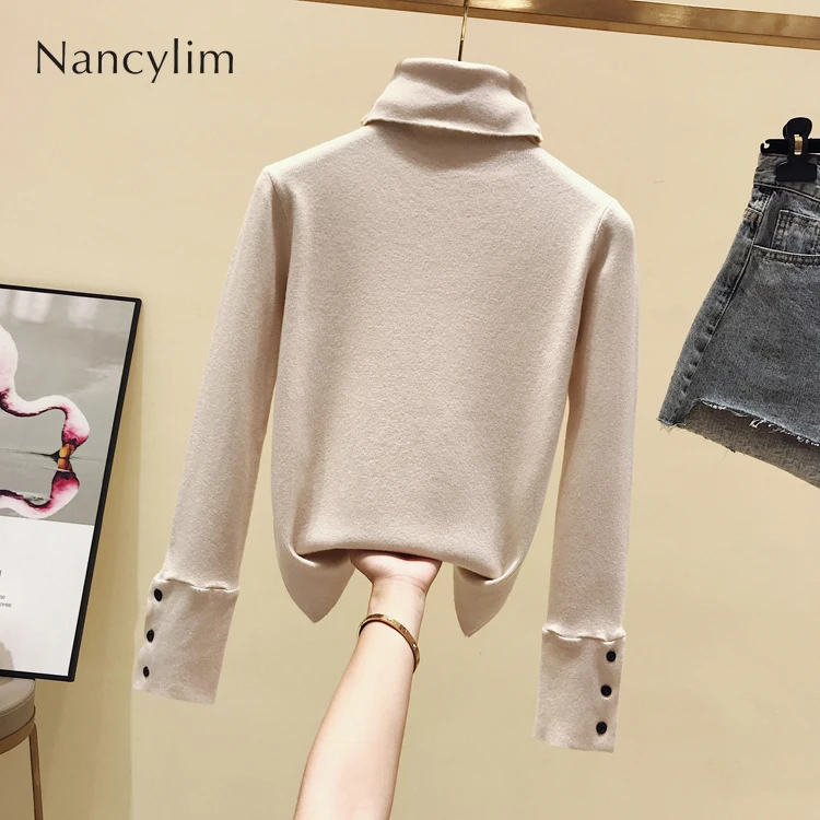 

2019 Autumn Winter Sweater New Pullover Female Body Build Long-sleeved Knitted Shirt Pull Femme Turtleneck Student Basic Tops