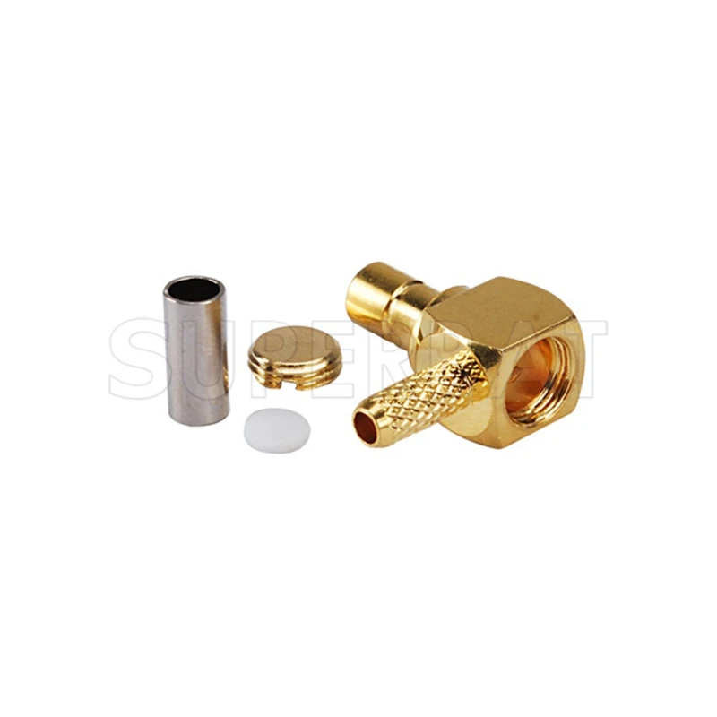 

Superbat 10pcs SMB Crimp Female Right Angle RF Coaxial Connector for Cable LMR100