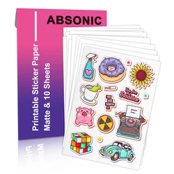 10 Sheets 216*279mm Matte Printable Vinyl Sticker Paper Waterproof Self-Adhesive Printing Paper for Inkjet Printer with Dye Ink