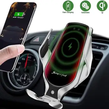 

R3 10W Automatic Car Phone Holder Smart Sensor Wireless Car Charger QI 10W Fast Charging Holder Compatible For IPhone Samsung