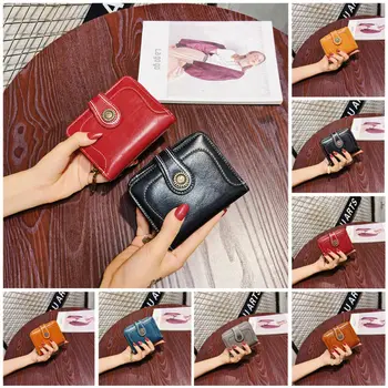 

Women's Portable Wallet Small Wallets Leather Coin Purse Ladies Fashion Trendy Female Wallet Mini for Student Card Holders