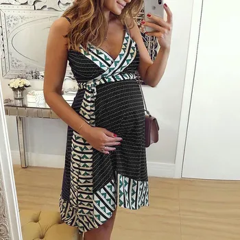 

Women Pregnant Maternity Nursing Stripe Breastfeeding Backless Dress Solid Short Sleeve Summer Fashion Ladies pregnancy dress