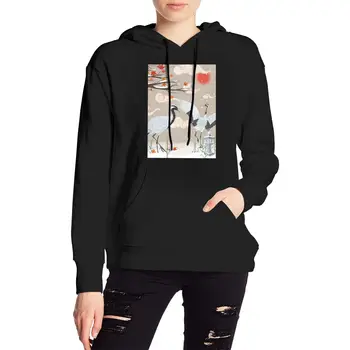 

Woman's Sweatshirts Korean Female Hooded Pullovers Hoodies WomenJapanese Cranes And Snowfall At Sunset