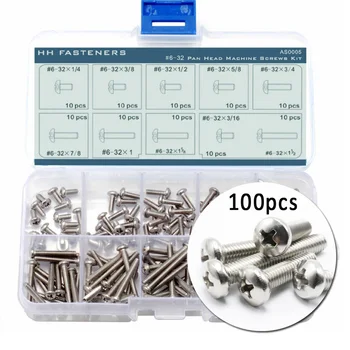 

100pcs ASSORTED #6-32 CROSS PAN HEAD STAINLESS STEEL SELF TAPPING SCREWS
