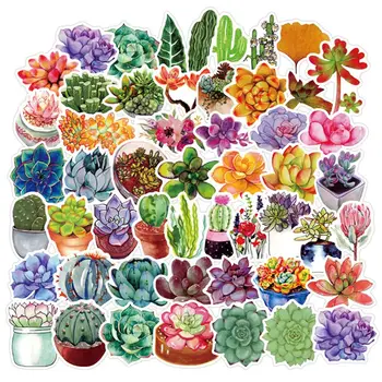 

50Pcs Succulent Plants Stickers Set Graffiti Mini Potting Cactus Seal Sticker For DIY Journal Album Frame Decoration Kids Gift