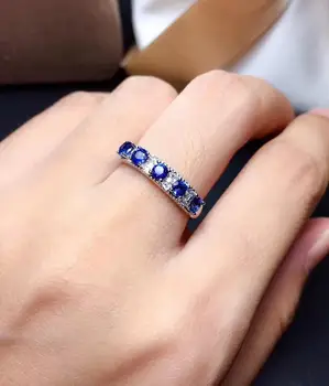 

925 Sterling Silver 100% Natural And Real Sapphire Gemstone Wedding Engagement Rings for Women Fine Jewelry Gift Wholesale
