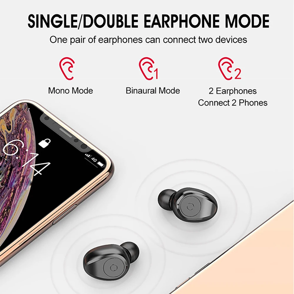 VTIN TWS Earphone Mini Wireless Bluetooth 5.0 Earphone Stereo Earbuds In Ear Waterproof Ear Buds Earphone For iPhone Huawei