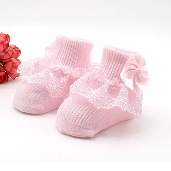 

Hot Fashion Bow Lace Baby Socks Newborn Cotton Baby Girls Sock Cute Toddler Socks Princess Party Shoe Socks