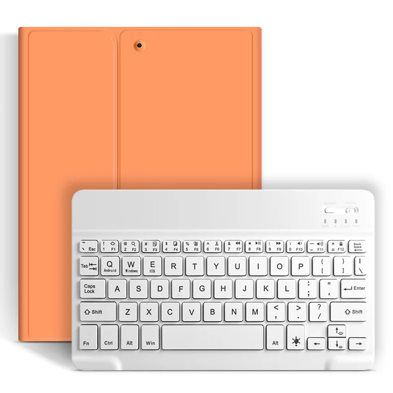 Orange and White Чехол с клавиатурой Bluetooth для Apple iPad 10,2 7-го поколения из искусственной кожи чехол для iPad 10,2 чехол с карандашом+ пленка - Цвет: Orange and White