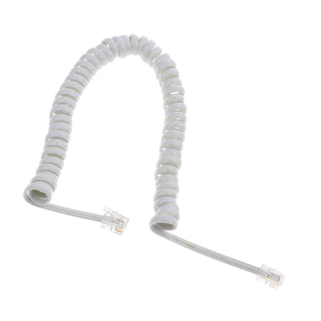 Telephone Handset Receiver Cord Phone Curly Coil Cable 4P4C RJ22 - White