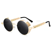 Винтажные мужские солнцезащитные очки, женские очки в стиле панк, круглая металлическая оправа, цветные линзы, солнцезащитные очки, модные очки Gafas sol mujer