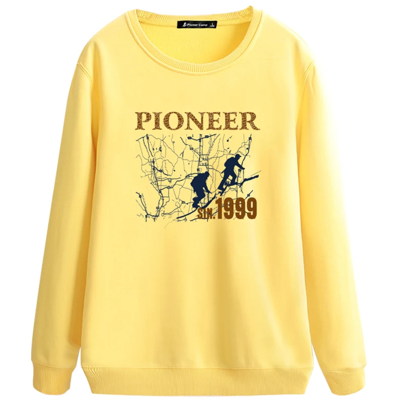 405030W-Yellow Пионерский лагерь с круглым вырезом зимний флисовый спортивный костюм повседневные толстые теплые толстовки мужские качественные худи с простым принтом - Цвет: 405030W-Yellow