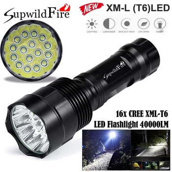 

Torch T6 LED flashlight 40,000 lumens lanterna tatica el feneri linterna led recargable de alta potencia #2S06