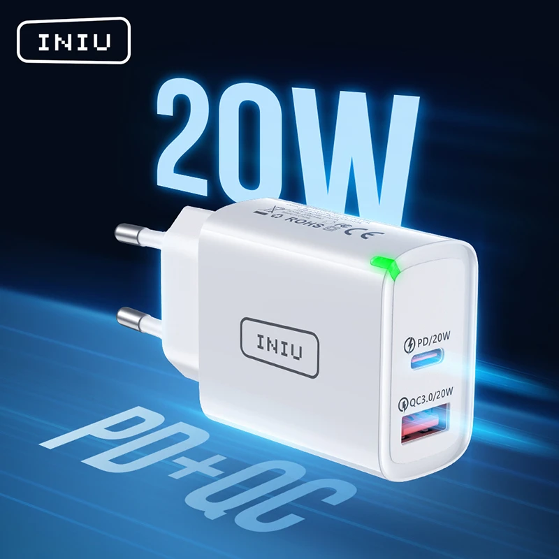 65w charger phone INIU 20W USB C Charger QC PD 2 Port LED Fast Phone Charge Wall Adapter For iPhone 13 12 8 AirPods iPad Huawei Xiaomi Samsung LG usb c 5v 3a