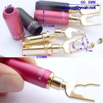 

DHL/EMS 40PCS 24K Gilt Speaker fork 5mm Speaker Cables BINDING POSTS Test Probes Spade -A8