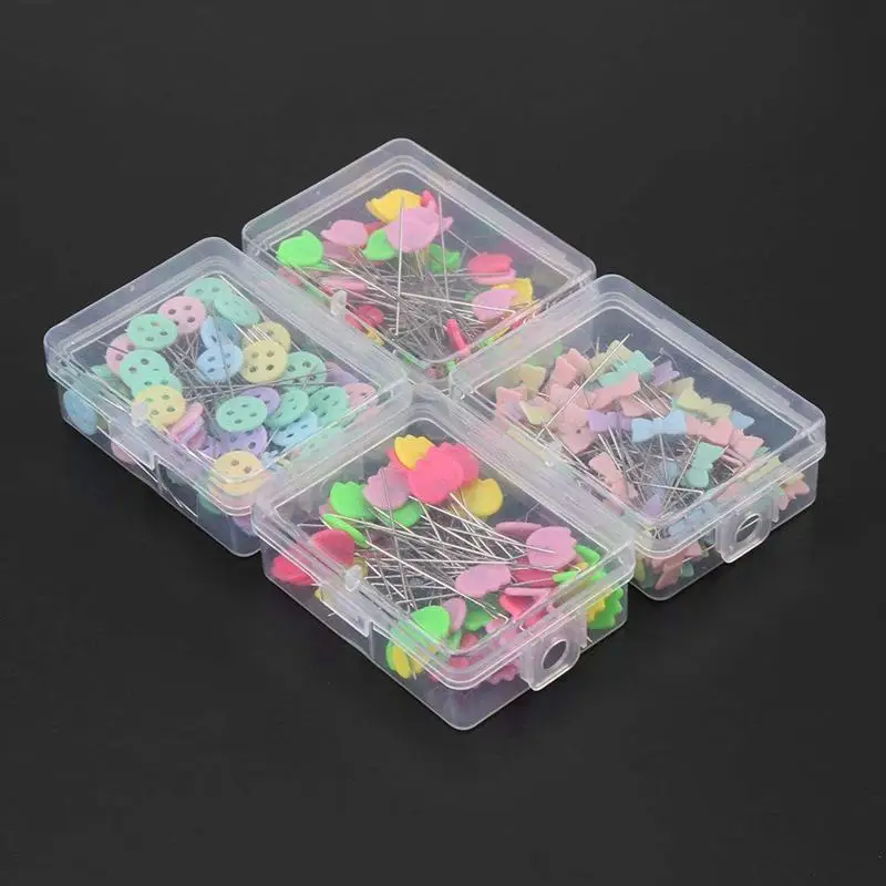Pack of 300 Pcs Head Pins Flower or Bear Flat Button Head Pins DIY Quilting Tool Sewing Accessories