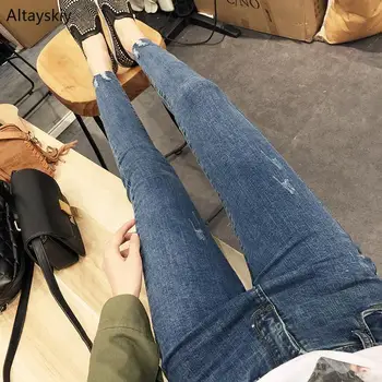 

Jeans Women Solid Retro Trendy Elegant All-match High-quality Korean Style Girls Leisure Daily Womens Female Lovely Simple 2020