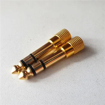 

10pcs High quality pure copper plated gold 6.35 to 3.5 stereo revolution female adapter big turn small conversion head