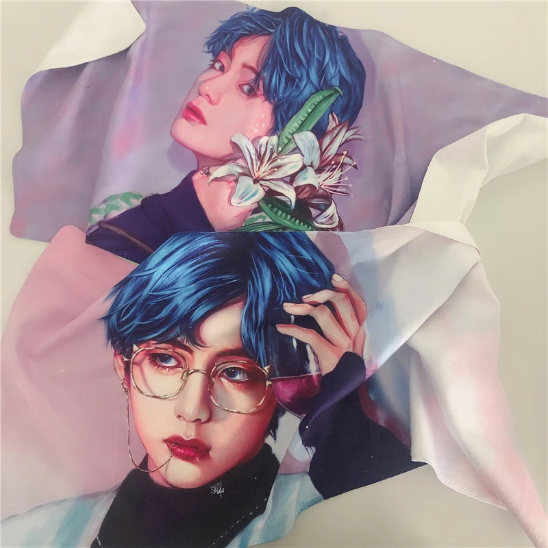 

Towel KPOP Bangtan Album V Same Paragraph Anime Photo Aid Towels Home Wash Soft Facial Towel Absorbent Kerchief Periphery