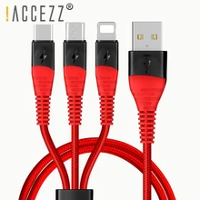 ACCEZZ 3 в 1 зарядный кабель освещение для iPhone X XS MAX XR 8 7 Plus Micro usb type C Зарядка для Mi9 8 huawei P30 кабель для передачи данных