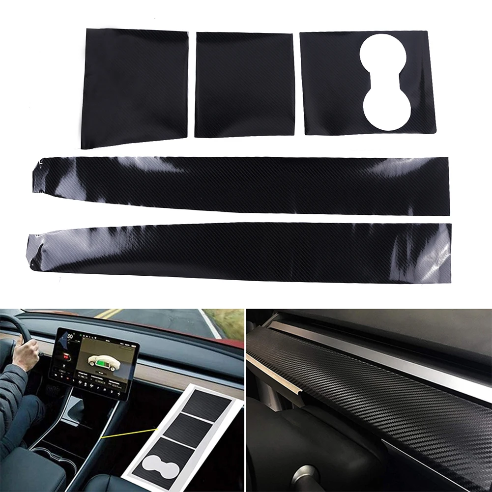 

Decals Car Stickers Carbon Fiber Dashboard Vinyl Wrap Badge For Tesla Model 3