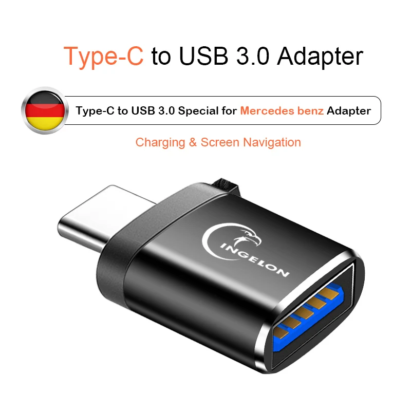 Переходник с Type C на USB 3 0 для зарядки и передачи данных Mercedes Benz CLA GLA/B/C/E/S/K Class W204 W205