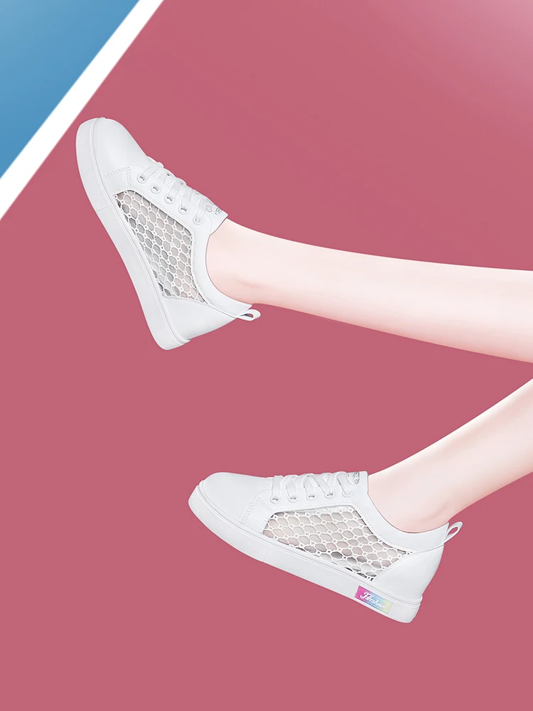 Season new two-layer cowhide round-toe flat bottom low-top shoes with internally increased solid color shoes women waterproof pl