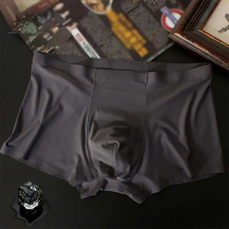 3D спандекс роскошные мужские боксеры L-XXXL нижнее белье шорты бесшовные антибактериальные Высокое качество Популярные 1 шт шелковые трусики