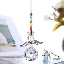 H&D Set of 2 Hanging Crystal Angel Suncatcher Rainbow for Home/Car Decoration& Porch Decor& Hangings Crystal Glass Ornament