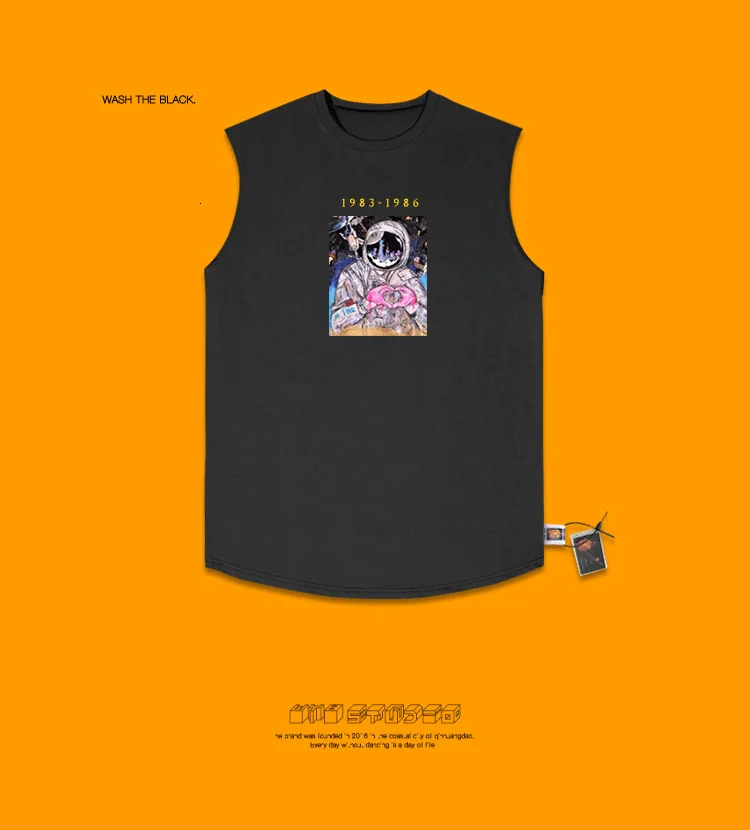 Camiseta одежда для фитнеса летняя спортивная одежда астронавт принт шеи майка Бодибилдинг