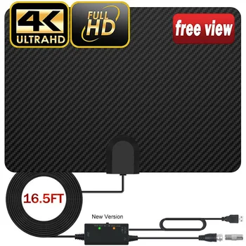 

210 Miles Freeview With Amplifier 4K 1080P Coax Cable Easy Install Signal Booster 5v Receiver Digital HDTV USB Indoor TV Antenna