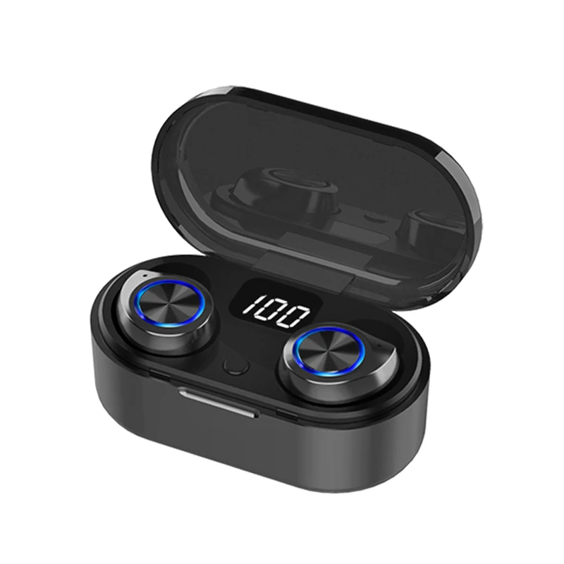 black TW80 беспроводные наушники Bluetooth 5,0 наушники бас HiFi Steroe наушники TWS мини гарнитура с микрофоном+ светодиодный дисплей зарядка - Цвет: black