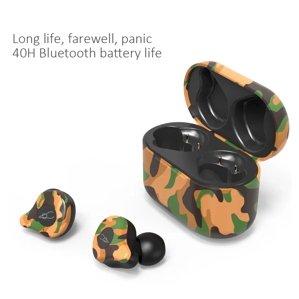 Sabbat E12 наушники Bluetooth 5,0 гарнитура камуфляж бинауральные звонки, музыка Спортивная Беспроводная bluetooth-гарнитура с зарядным устройством