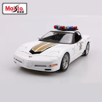 

1/18 Corvette Z06 Police Car Miniature Cars Metal Diecast Model Alloy Mini Car Collection Toy Voiture Cars Decoration For Home