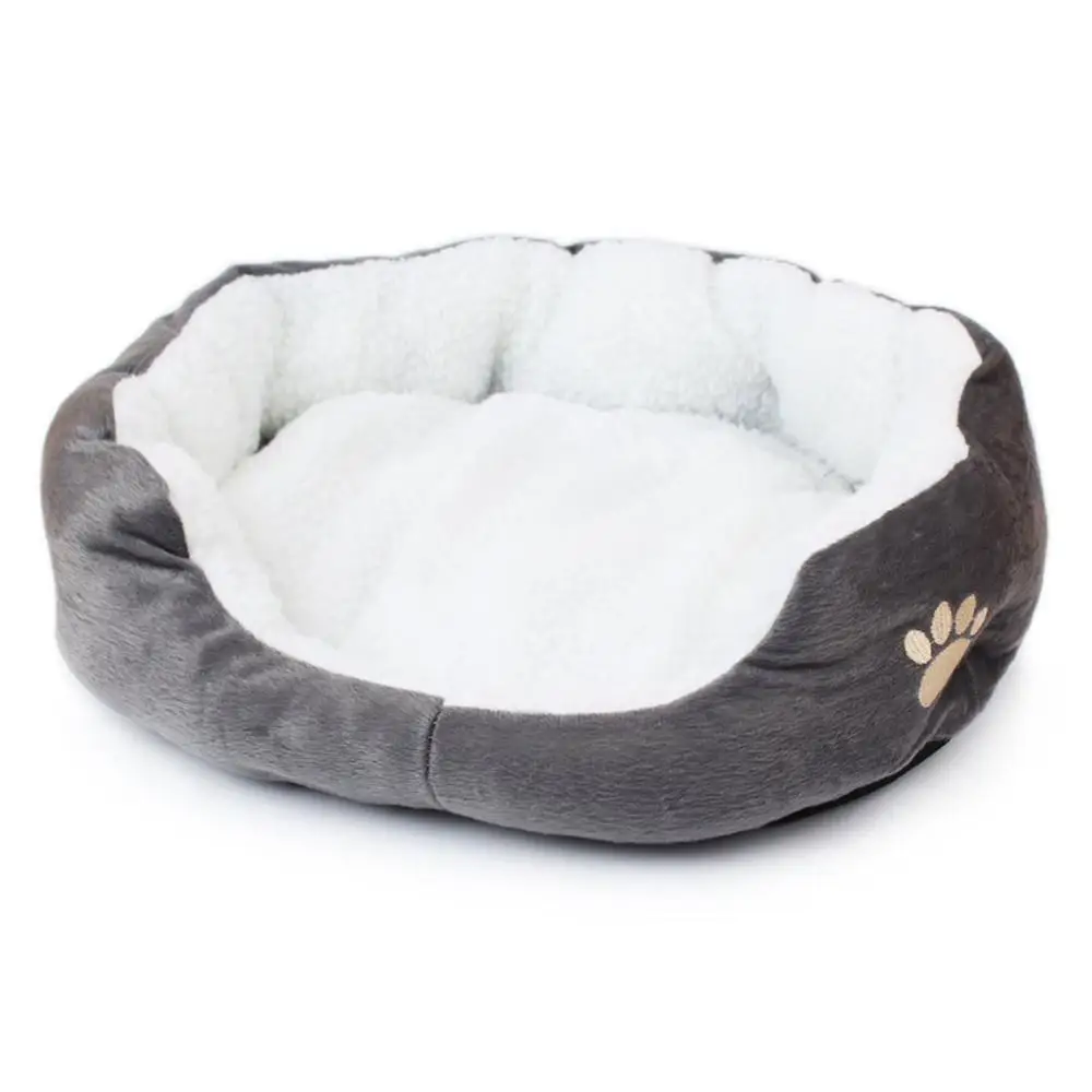 S/L size Pet Dog Warming Bed Dog House Soft Material Nest Dog Baskets Fall and Winter Warm Kennel For Cat Puppy - Цвет: Серебристый