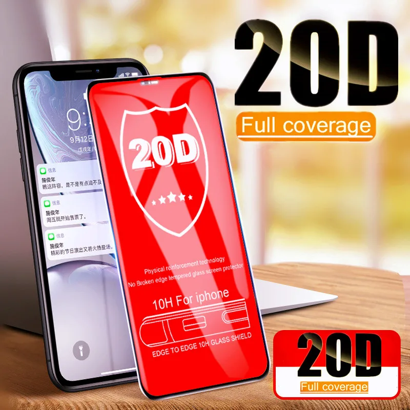 Защитное стекло 20D с закругленными краями для iPhone 7 8 6 6S Plus X XR XS Max | Мобильные