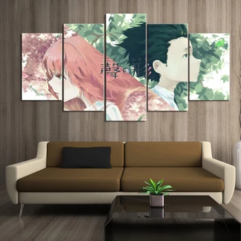 

5 Panels HD Anime Picture Anime The Shape Of Voice Poster Animation Art Wall Decor Paintings