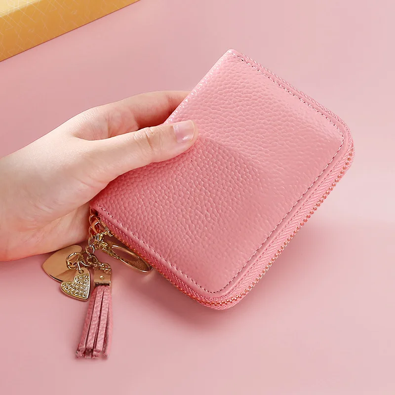 Rfid-блокировка противоугонное дизайнерское женское портмоне-клатч Femme кошелек на молнии мульти-слот для карт большая емкость кисточка натуральная кожа