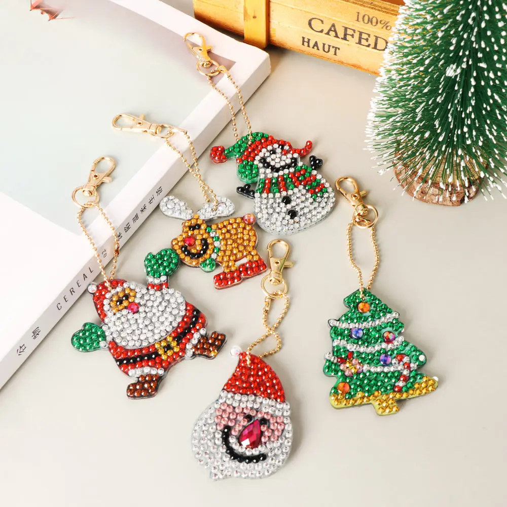 

Diamond Painting Santa Snowman 5D Keychain DIY Set Diamond Embroidery Christmas Gift Xmas Decorations 2020 New Years