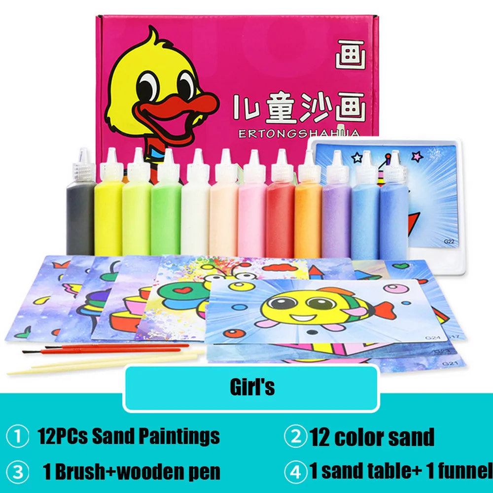 HIINST Рисование песком для детей, набор ручек для рисования, Обучающие игрушки, 12 цветов, песочное искусство, Рисование песком, разные ремесленные игрушки, подарок - Цвет: B