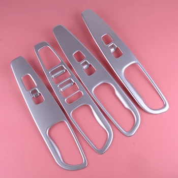 

beler 4PCS ABS Silver Door Armrest Window Lift Switch Cover Trim Panel Fit for Hyundai Santa Fe Sports 2019