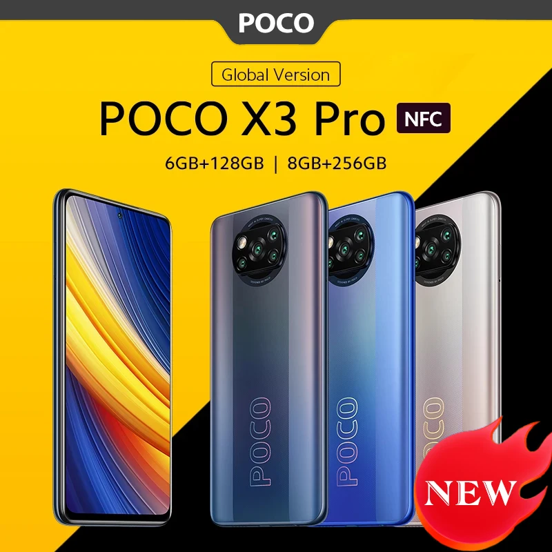 Versión Global POCO X3 Pro NFC teléfono móvil 6GB 128GB / 8GB 256GB Snapdragon 860 de 120Hz DotDisplay 48MP Cámara 5160 batería 732G
