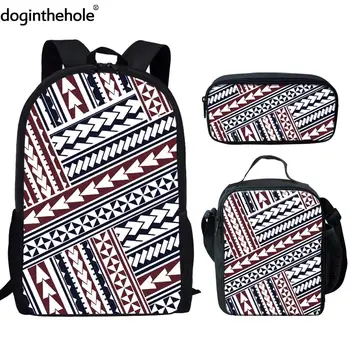 

Doginthehole Fashion Polynesian Traditions Tribal Primary Backpack Boy Kids 3PCS Set Schoolbag Girl Student Large Custom Satchel