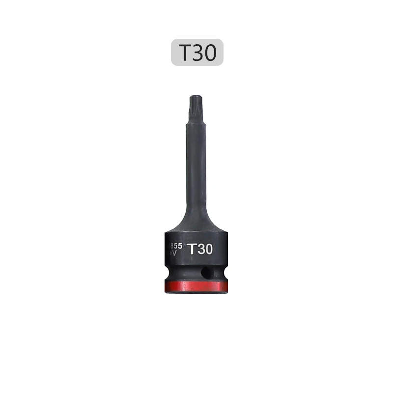 T30 1 шт. адаптер 1/" Квадратный привод T25-T90 Torx Набор торцевых головок для пневматических электрических гаечных ключей ударный торцевой инструмент - Цвет: T30
