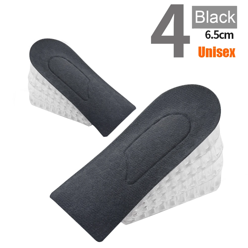 1pair Unisex Silicone Comfortable Inserts Invisible Height Insoles Five Layers max 6.5cm