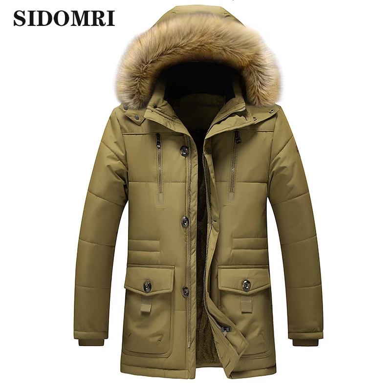 

Winter Men jackeParka Coat New Hooded Casual Thick Warm Mens Overcoat Windproof Fur Collar Fleece Hat Detachable Male Outerwear