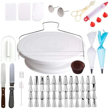 

205 Piece Cake Turntable Set Baking Tool Decorating Tip Set,,